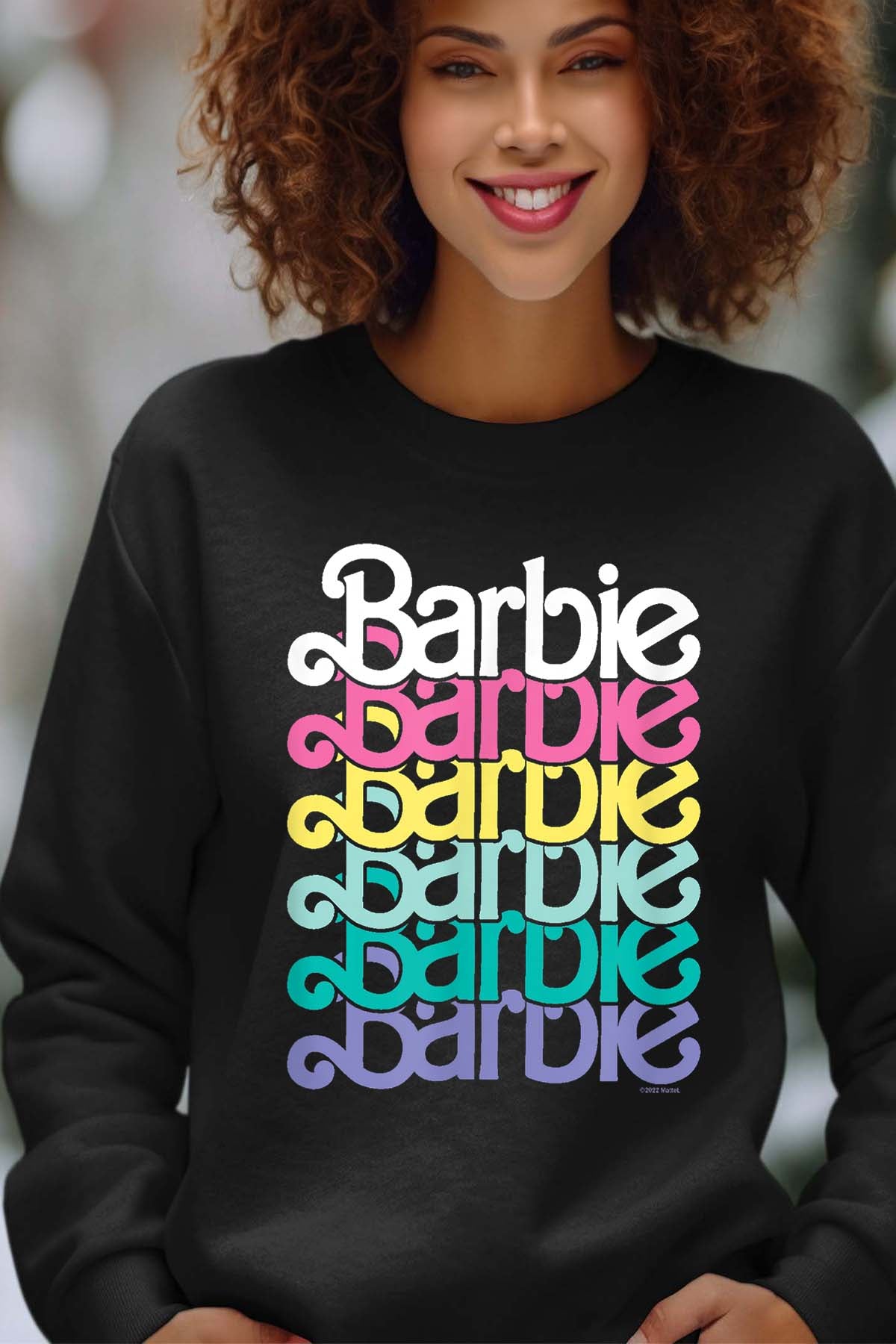 COULEUR:Noir|Sweat Col Rond Femme | Barbie Stacked Spring Noir