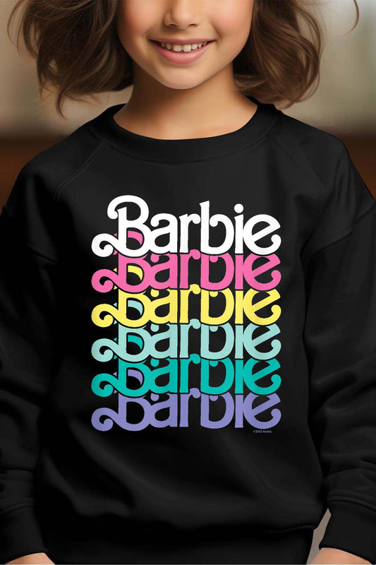 COULEUR:Noir|Sweat Col Rond Fille | Barbie Stacked Spring Noir
