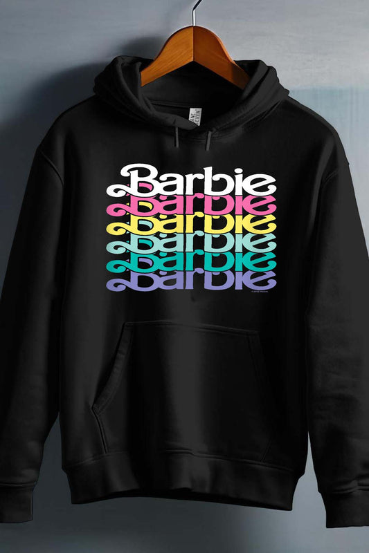 COULEUR:Noir|Sweat Capuche Fille | Barbie Stacked Spring Noir