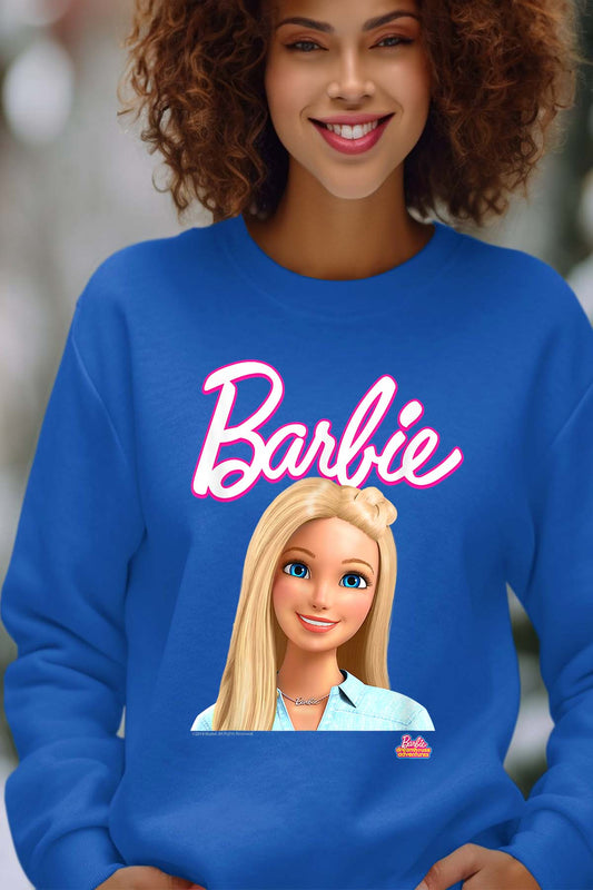 COULEUR:Bleu Roi|Sweat Col Rond Femme | Barbie dolls Bleu Roi