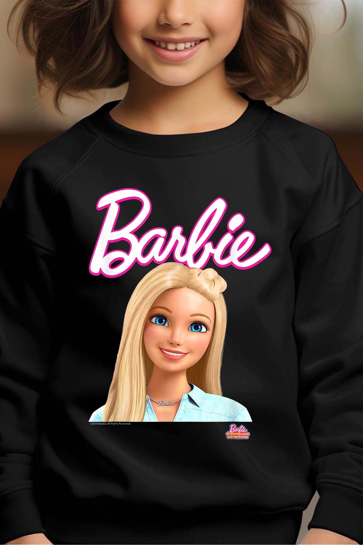 COULEUR:Noir|Sweat Col Rond Fille | Barbie dolls Noir
