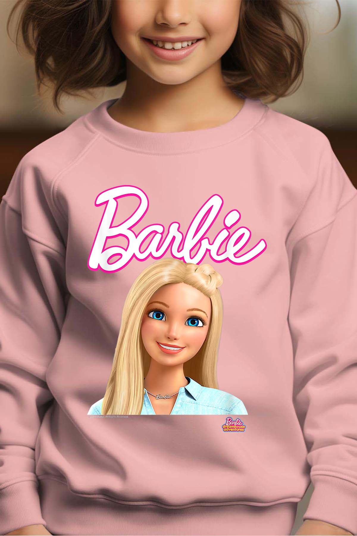 COULEUR:Rose|Sweat Col Rond Fille | Barbie dolls Rose
