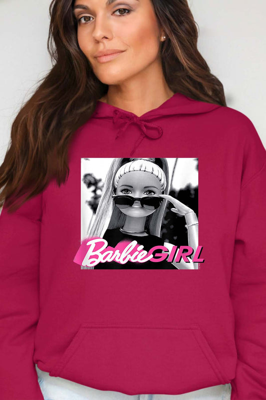 COULEUR:Bordeaux|Sweat Capuche Femme | Barbie lunette Bordeaux