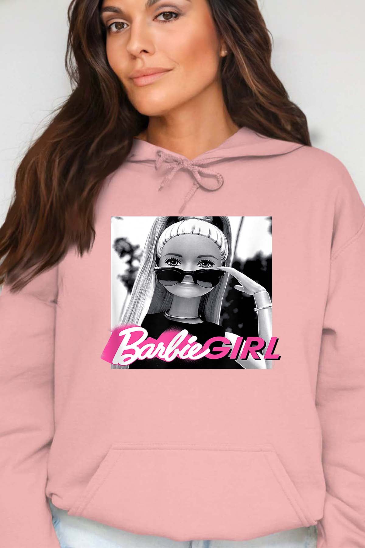 COULEUR:Rose|Sweat Capuche Femme | Barbie lunette Rose