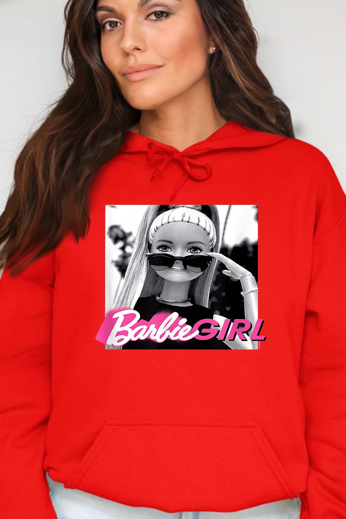 COULEUR:Rouge|Sweat Capuche Femme | Barbie lunette Rouge