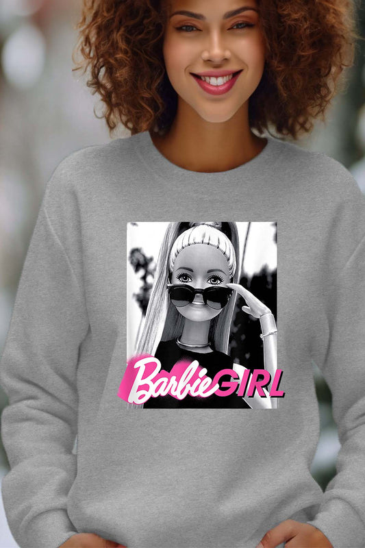 COULEUR:Gris|Sweat Col Rond Femme | Barbie lunette Gris