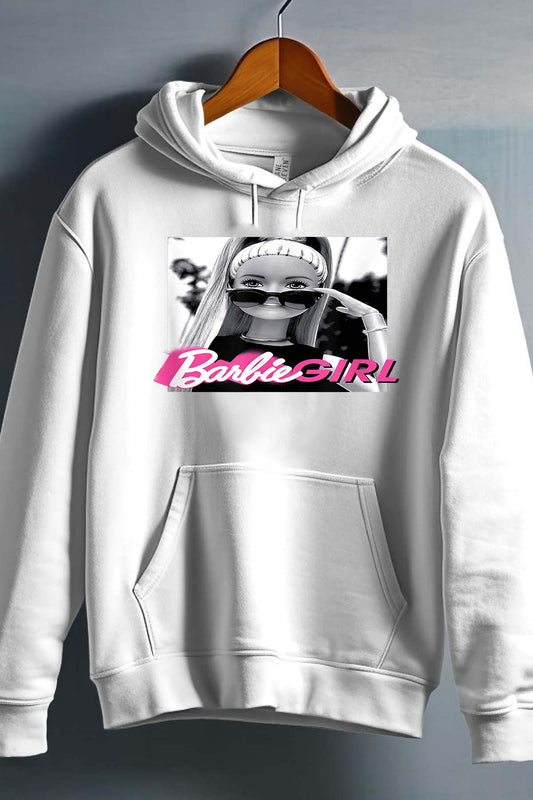 COULEUR:Blanc|Sweat Capuche Fille | Barbie lunette Blanc