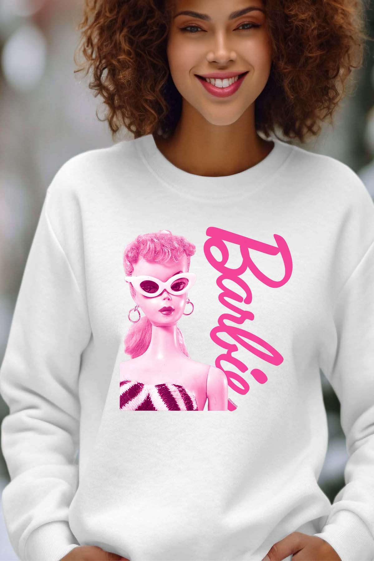 COULEUR:Blanc|Sweat Col Rond Femme | Barbie star Blanc