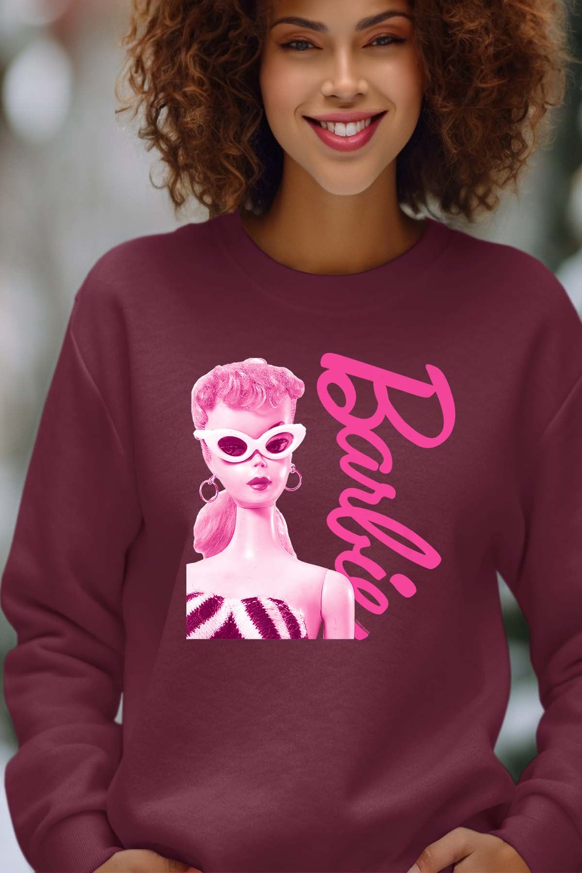COULEUR:Bordeaux|Sweat Col Rond Femme | Barbie star Bordeaux
