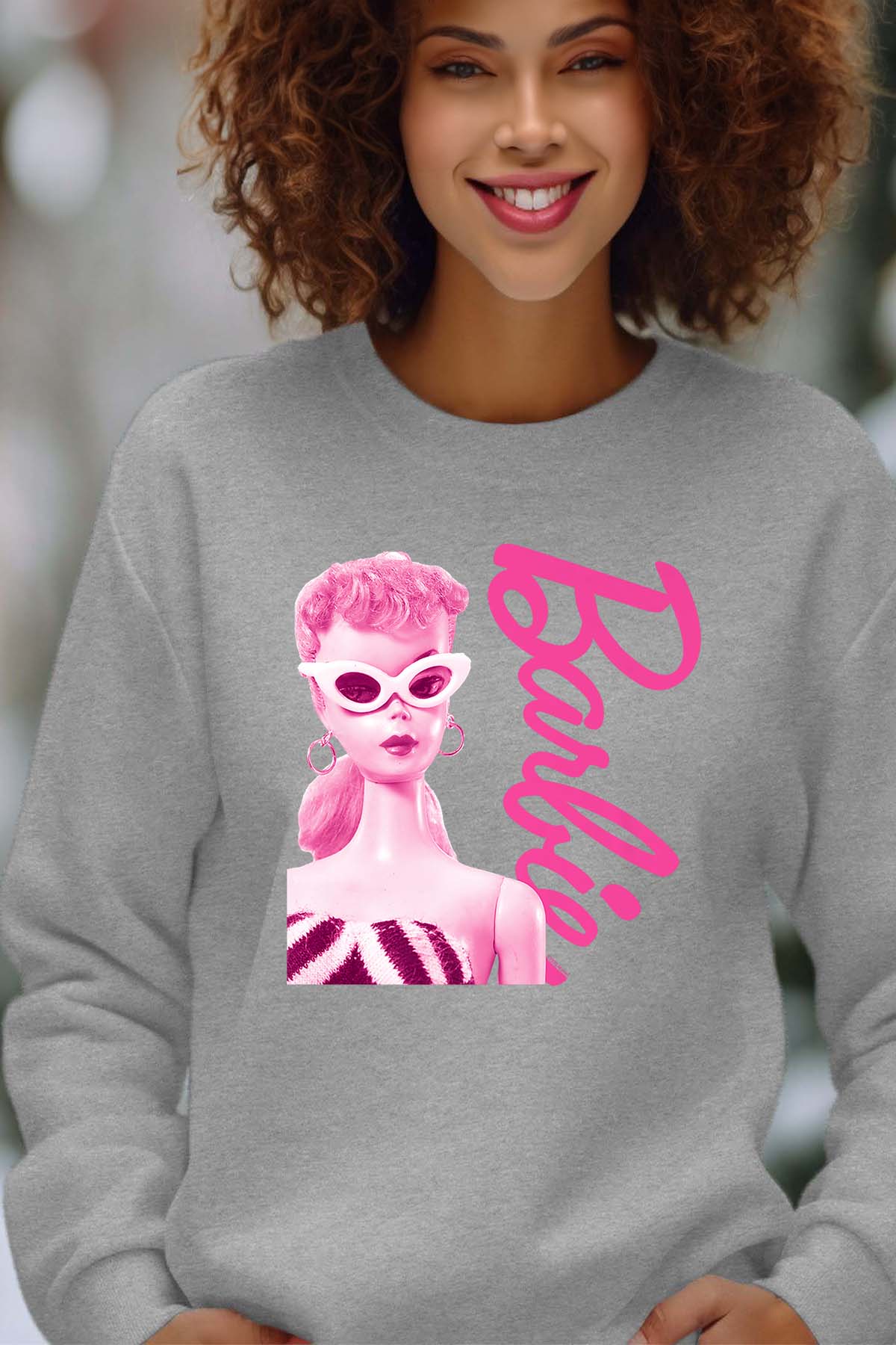 COULEUR:Gris|Sweat Col Rond Femme | Barbie star Gris