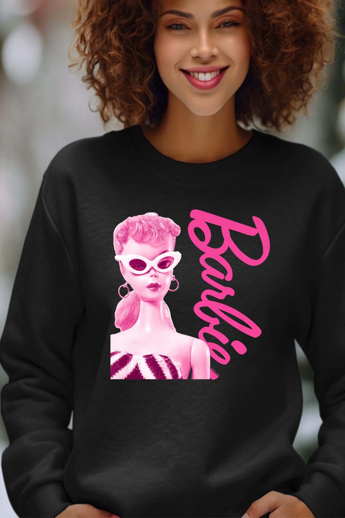 COULEUR:Noir|Sweat Col Rond Femme | Barbie star Noir