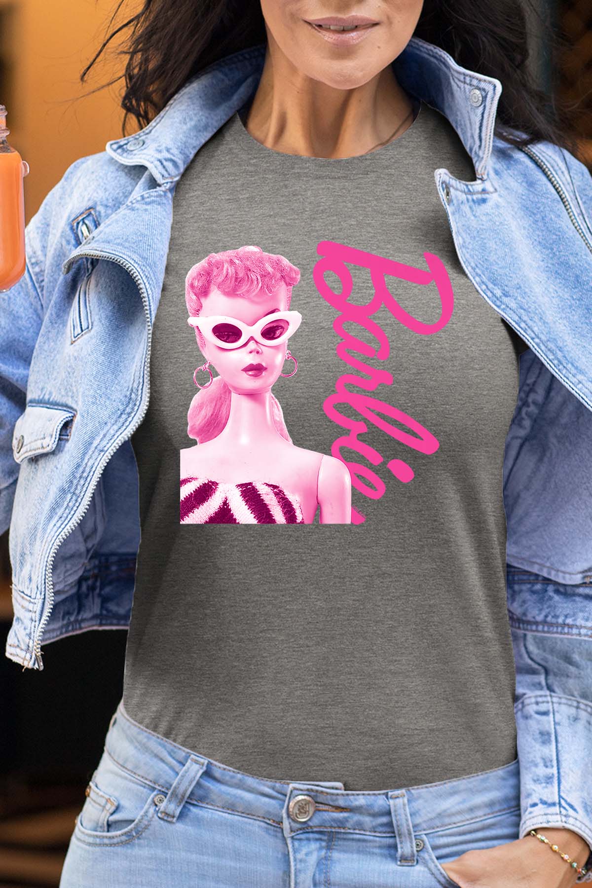 COULEUR:Gris|T-shirt Femme | Barbie star Gris