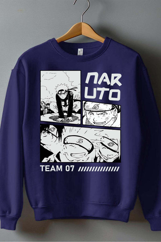 COULEUR:Marine|Sweat Col Rond Garçon | Bd naruto Marine