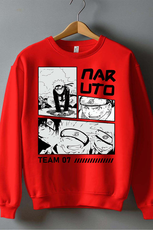 COULEUR:Rouge|Sweat Col Rond Homme | Bd naruto NOIR Rouge