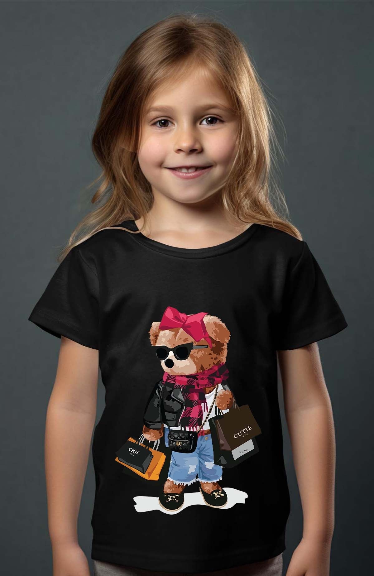 COULEUR:Noir|T-shirt Fille | Bear Addict Noir