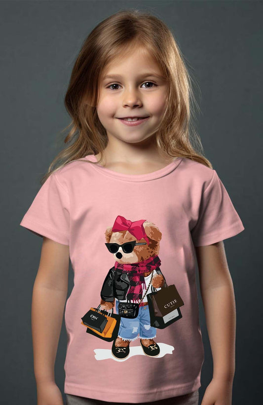 COULEUR:Rose|T-shirt Fille | Bear Addict Rose