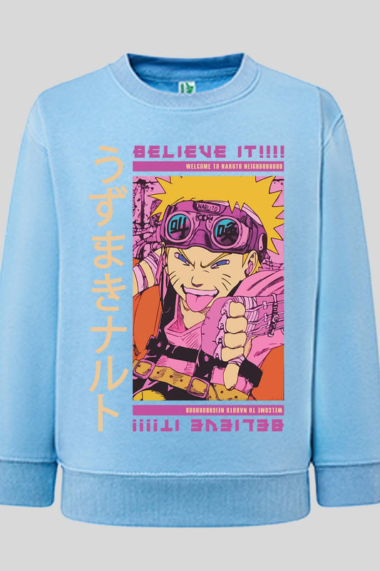 COULEUR:Bleu Ciel|Sweat Col Rond Garçon | Belive it naruto Bleu Ciel