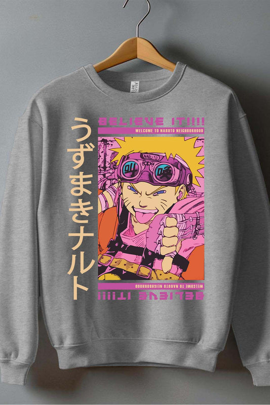 COULEUR:Gris|Sweat Col Rond Garçon | Belive it naruto Gris