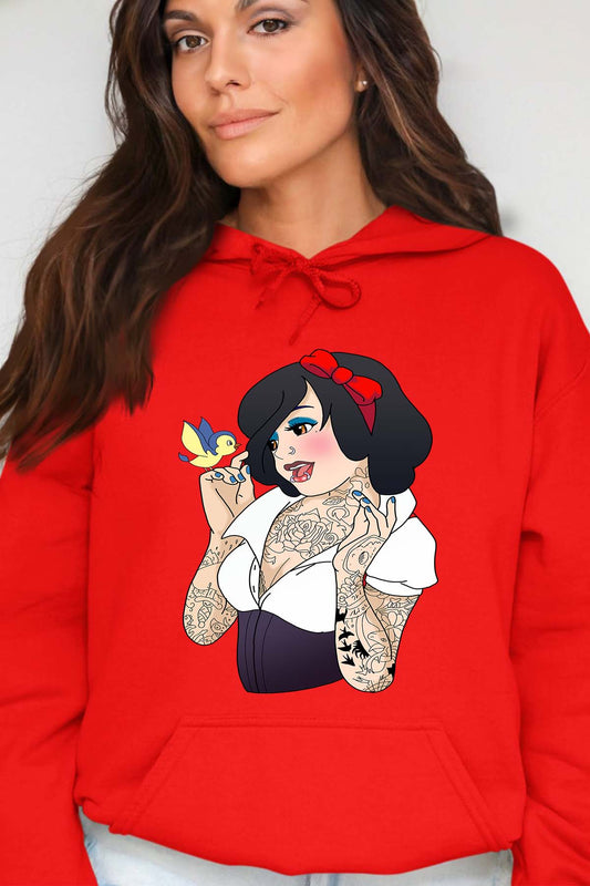 COULEUR:Rouge|Sweat Capuche Femme | Blanche Tatoué Rouge