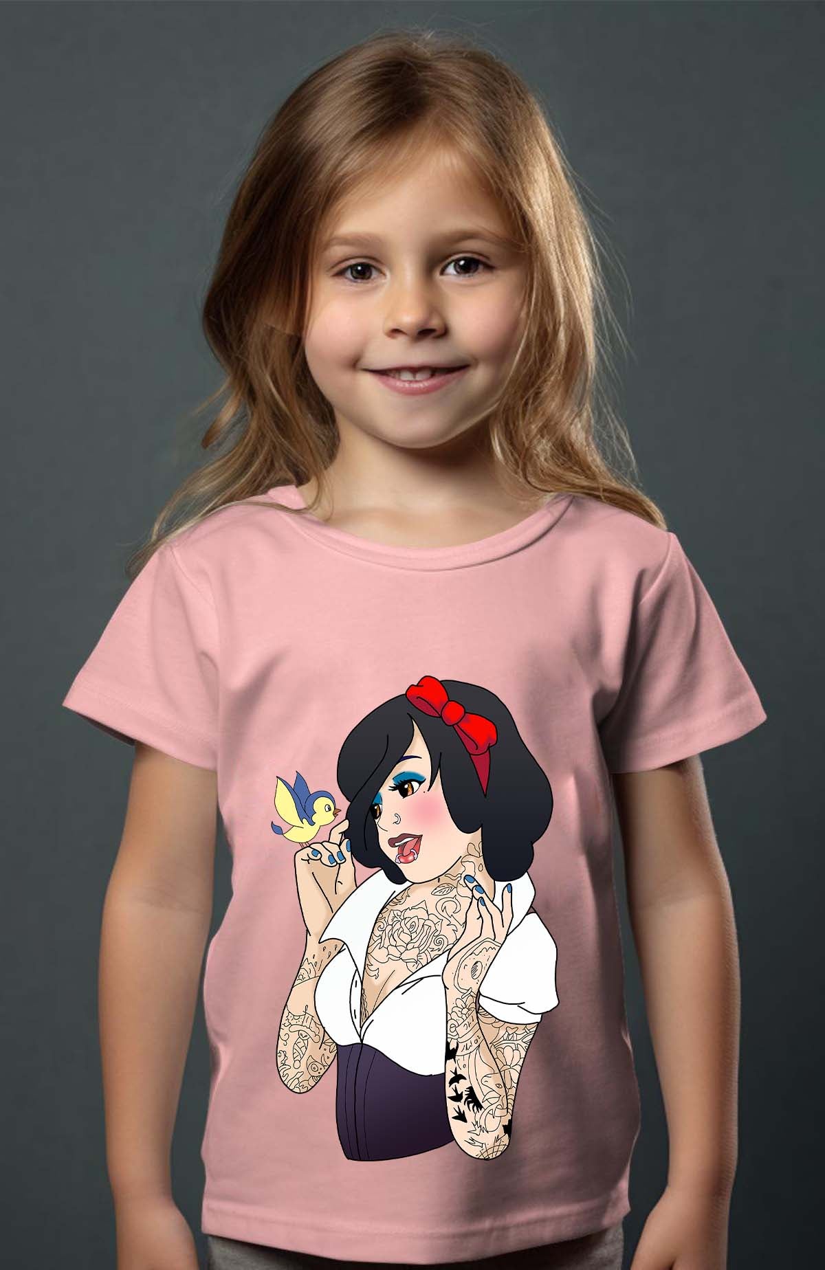 COULEUR:Rose|T-shirt Fille | Blanche Tatoué Rose