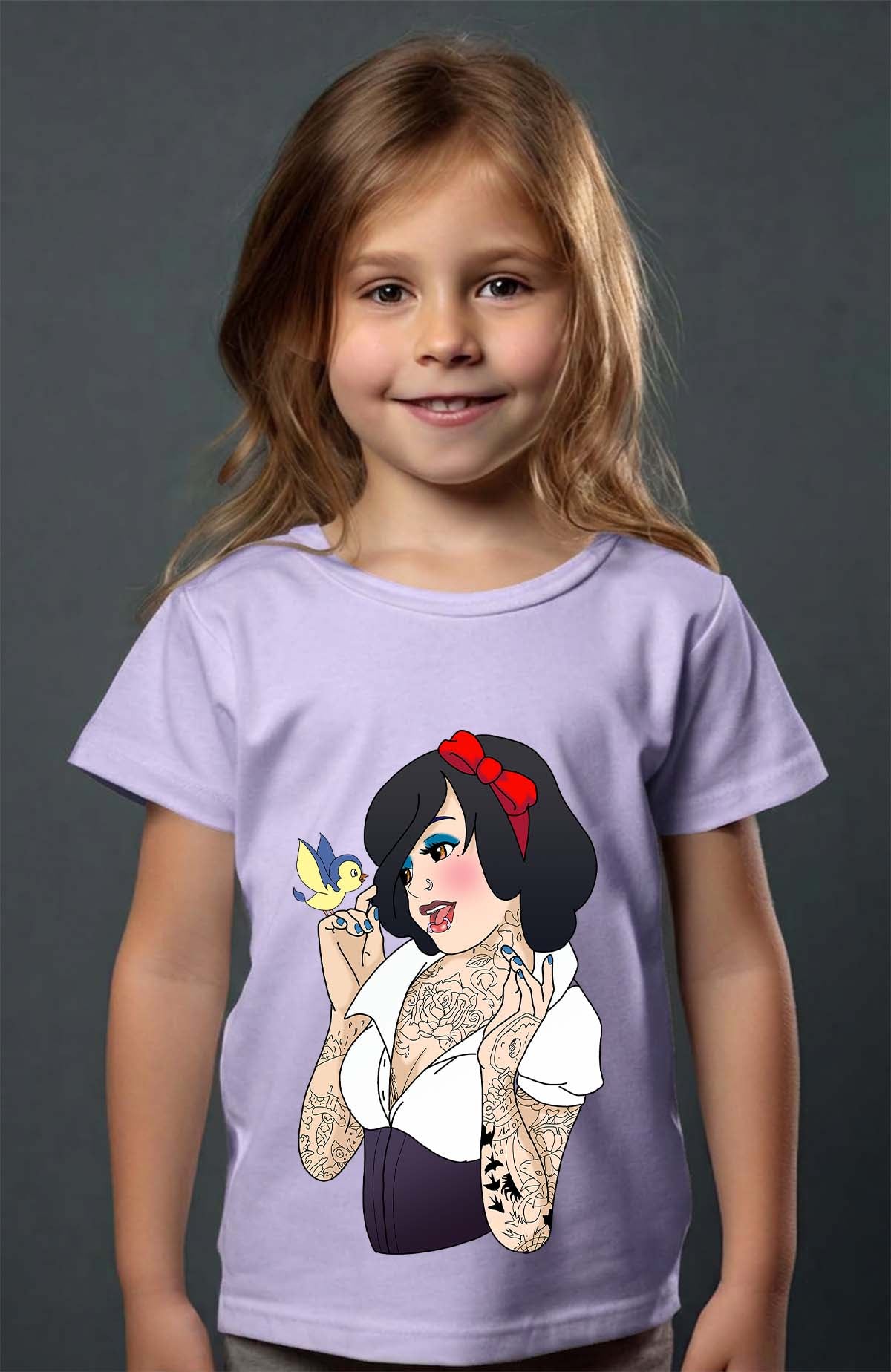COULEUR:Violet|T-shirt Fille | Blanche Tatoué Violet