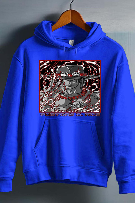 COULEUR:Bleu Roi|Sweat Capuche Homme | Blood Portgas D. ACE Bleu Roi