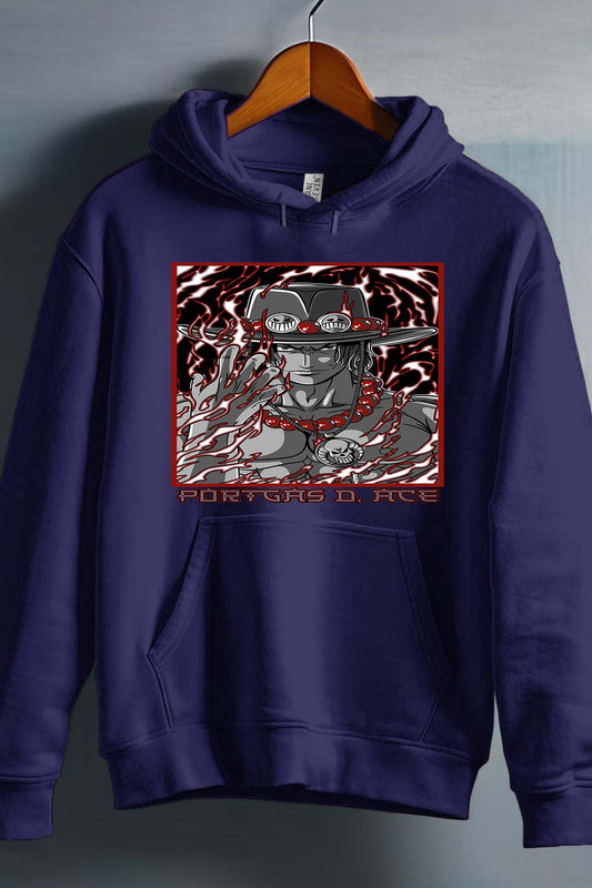 COULEUR:Marine|Sweat Capuche Homme | Blood Portgas D. ACE Marine
