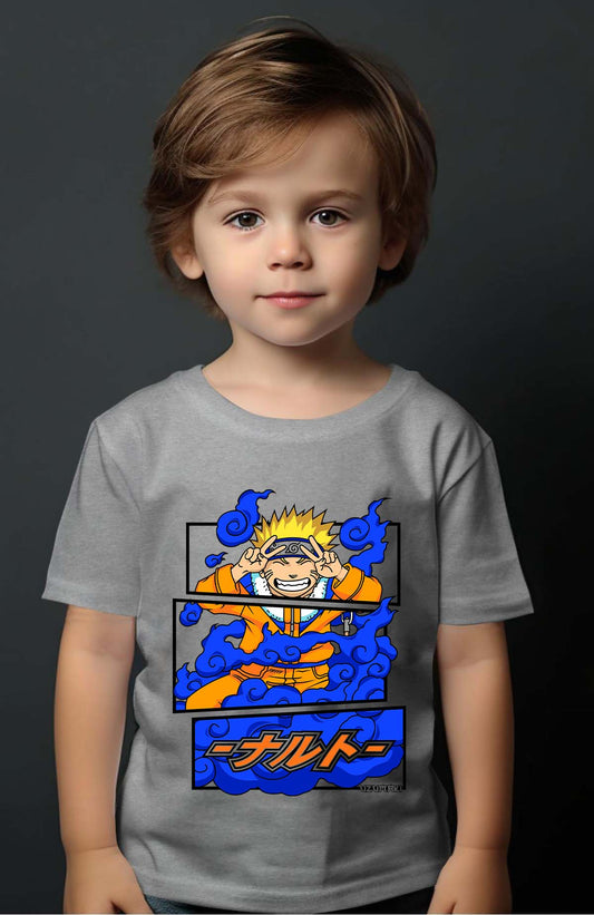 COULEUR:Gris|T-shirt Garçon | Cadre naruto uzumaki 01A Gris