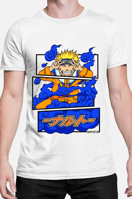 COULEUR:Blanc|T-shirt Homme | Cadre naruto uzumaki 01A Blanc