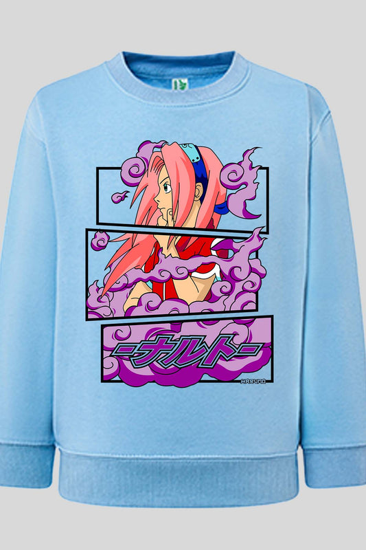 COULEUR:Bleu Ciel|Sweat Col Rond Garçon | Cadre sakura haruno 01A Bleu Ciel