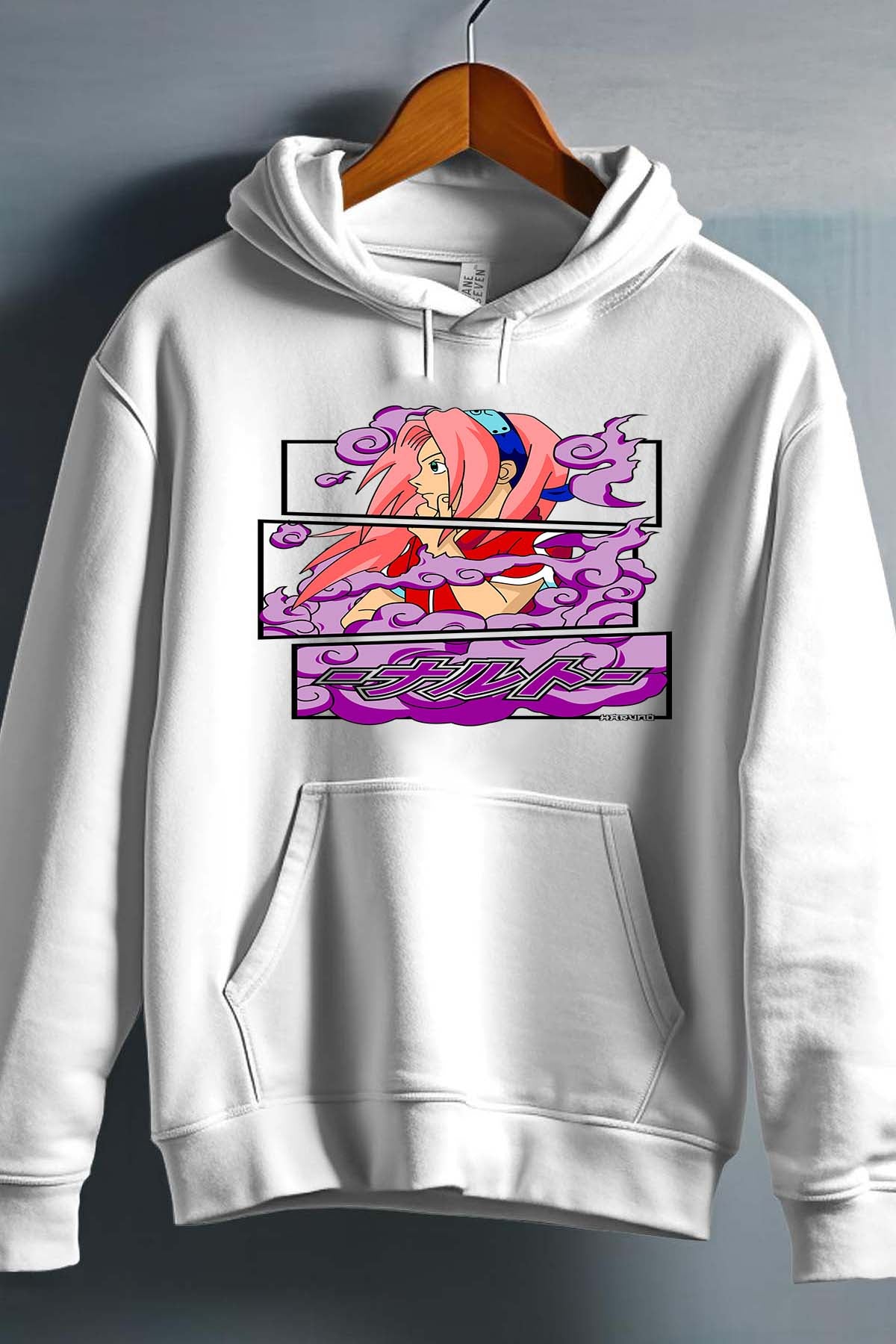 COULEUR:Blanc|Sweat Capuche Garçon | Cadre sakura haruno 01A Blanc