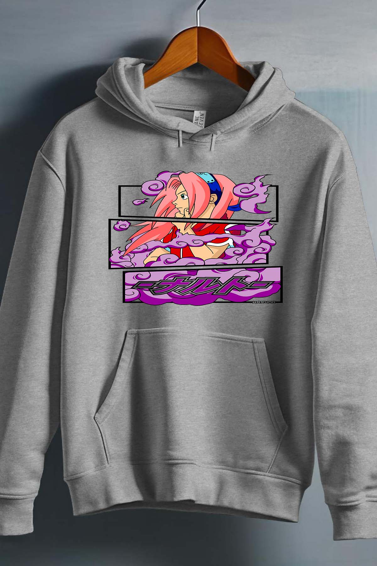 COULEUR:Gris|Sweat Capuche Garçon | Cadre sakura haruno 01A Gris