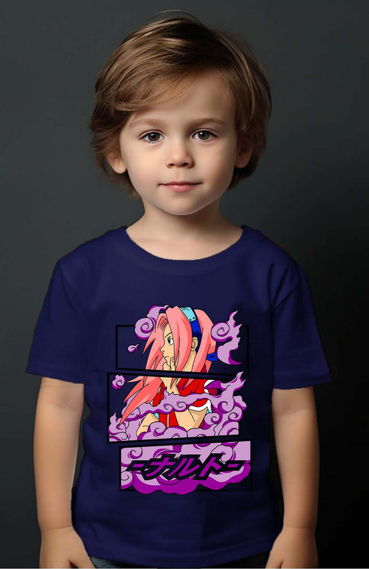 COULEUR:Marine|T-shirt Garçon | Cadre sakura haruno 01A Marine