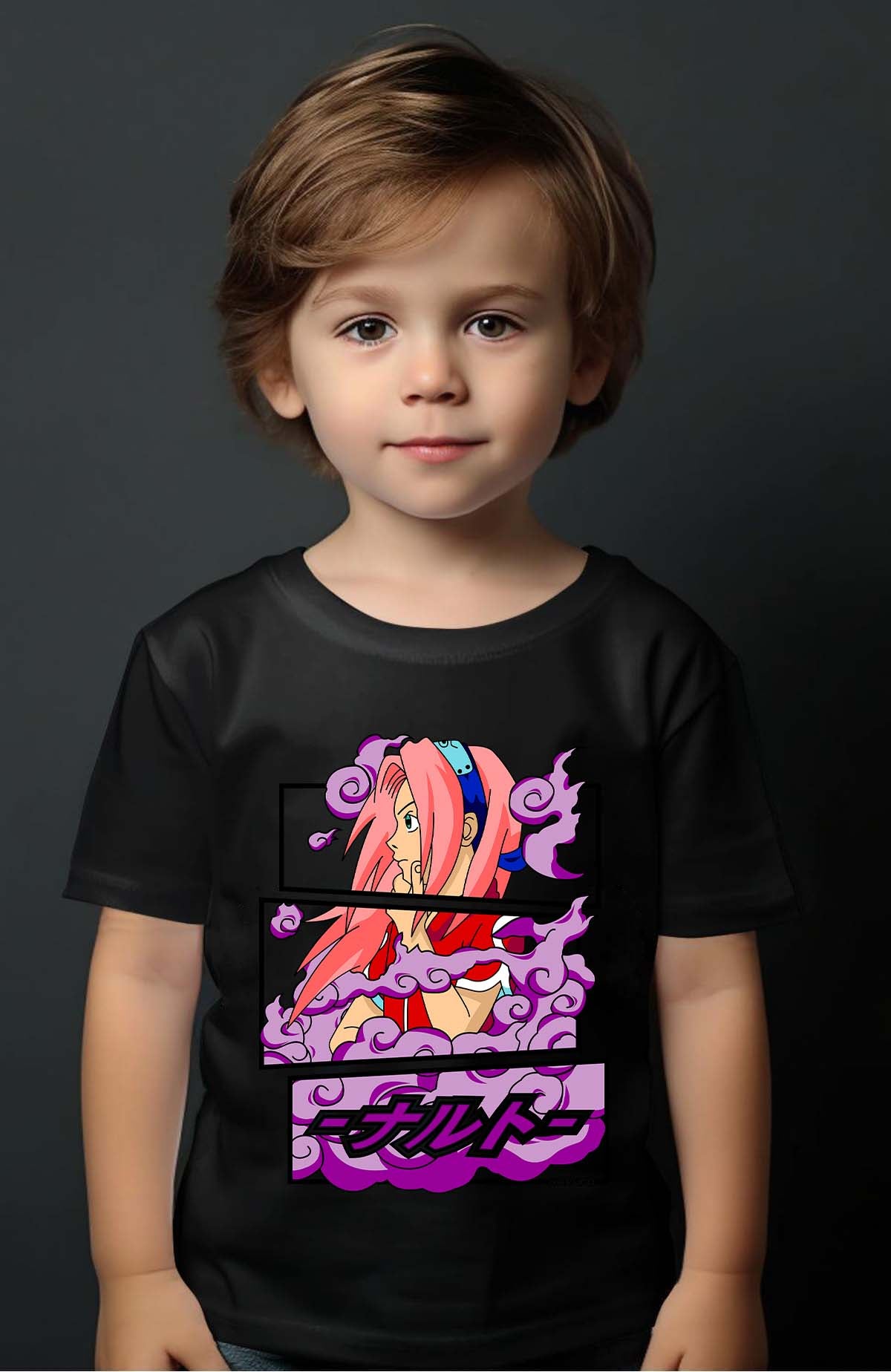 COULEUR:Noir|T-shirt Garçon | Cadre sakura haruno 01A Noir