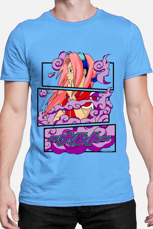 COULEUR:Bleu Ciel|T-shirt Homme | Cadre sakura haruno 01A Bleu Ciel