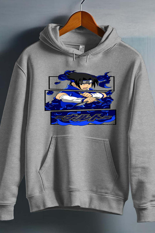 COULEUR:Gris|Sweat Capuche Garçon | Cadre sasuke uchiha 01A Gris