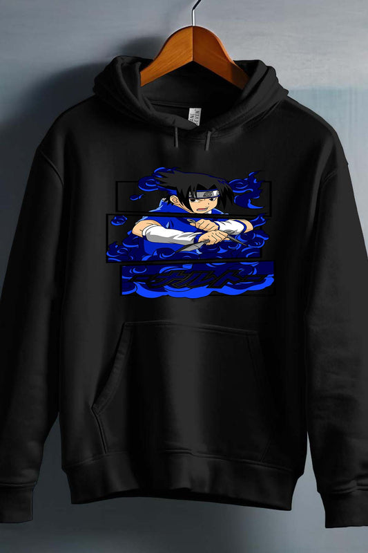 COULEUR:Noir|Sweat Capuche Garçon | Cadre sasuke uchiha 01A Noir