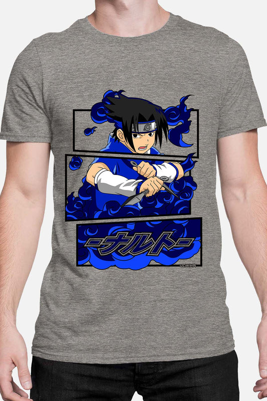 COULEUR:Gris|T-shirt Homme | Cadre sasuke uchiha 01A Gris