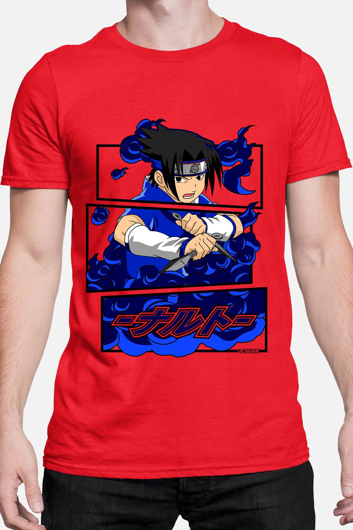 COULEUR:Rouge|T-shirt Homme | Cadre sasuke uchiha 01A Rouge