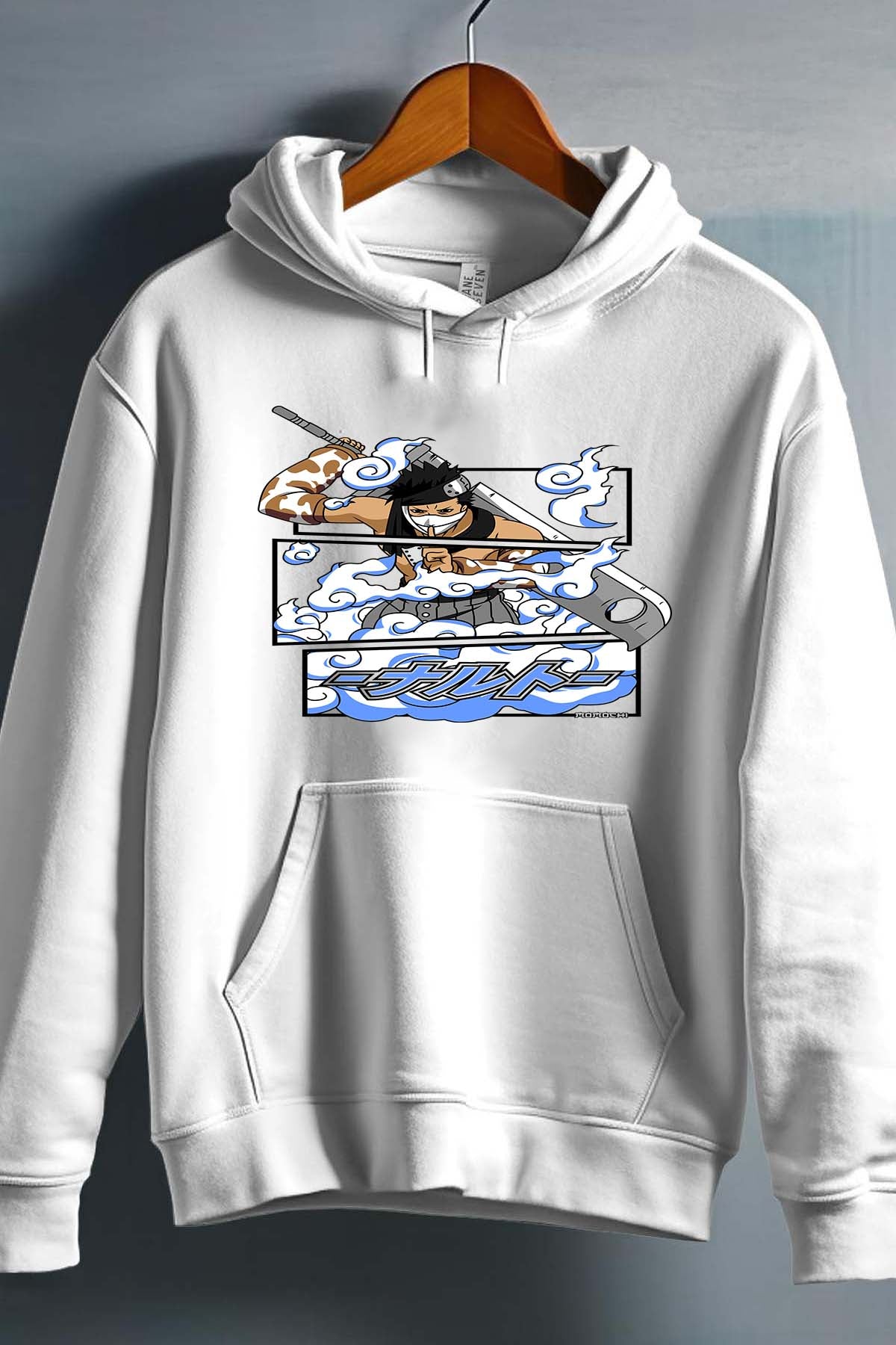 COULEUR:Blanc|Sweat Capuche Garçon | Cadre zabuza momochi 01A Blanc