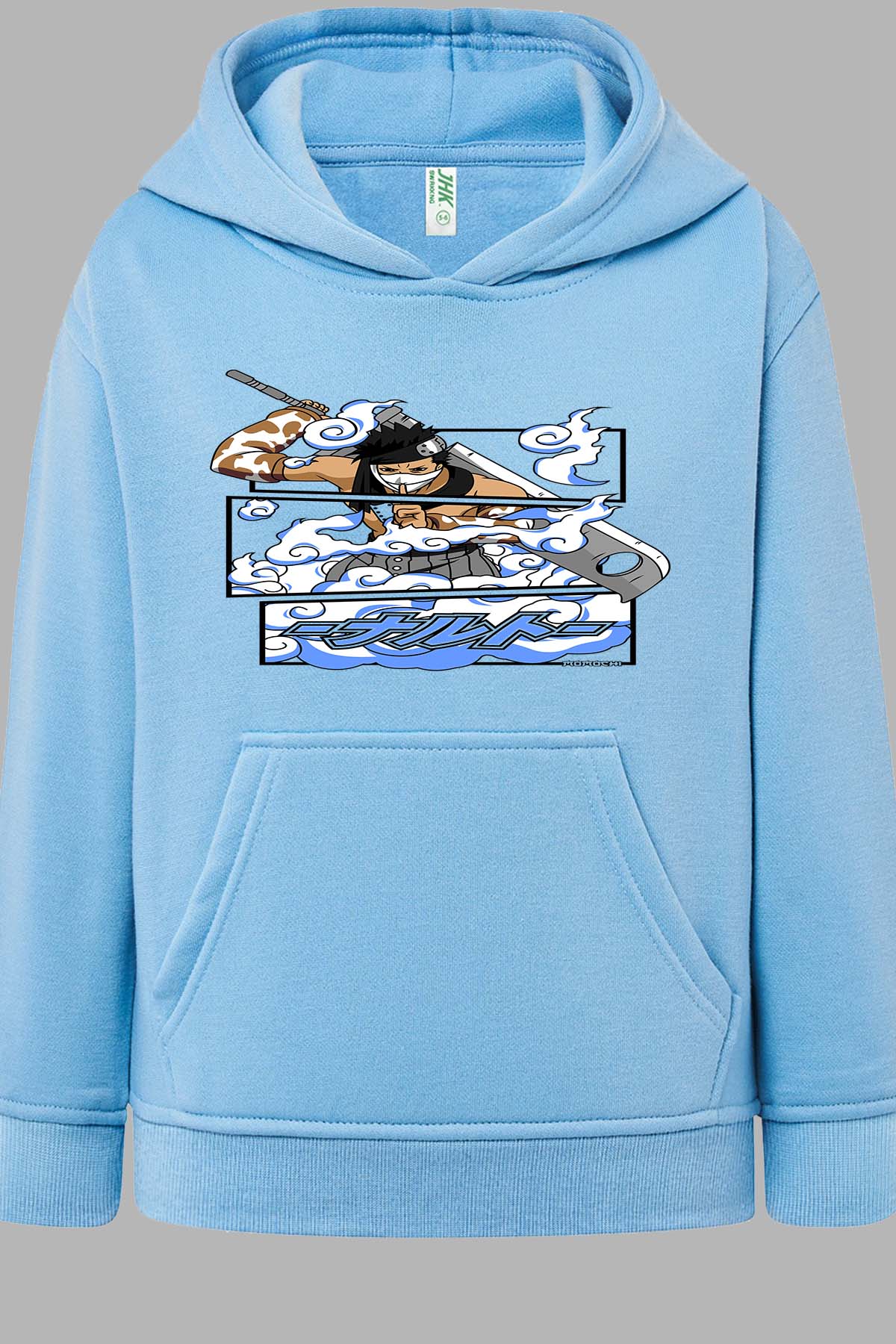 COULEUR:Bleu Ciel|Sweat Capuche Garçon | Cadre zabuza momochi 01A Bleu Ciel