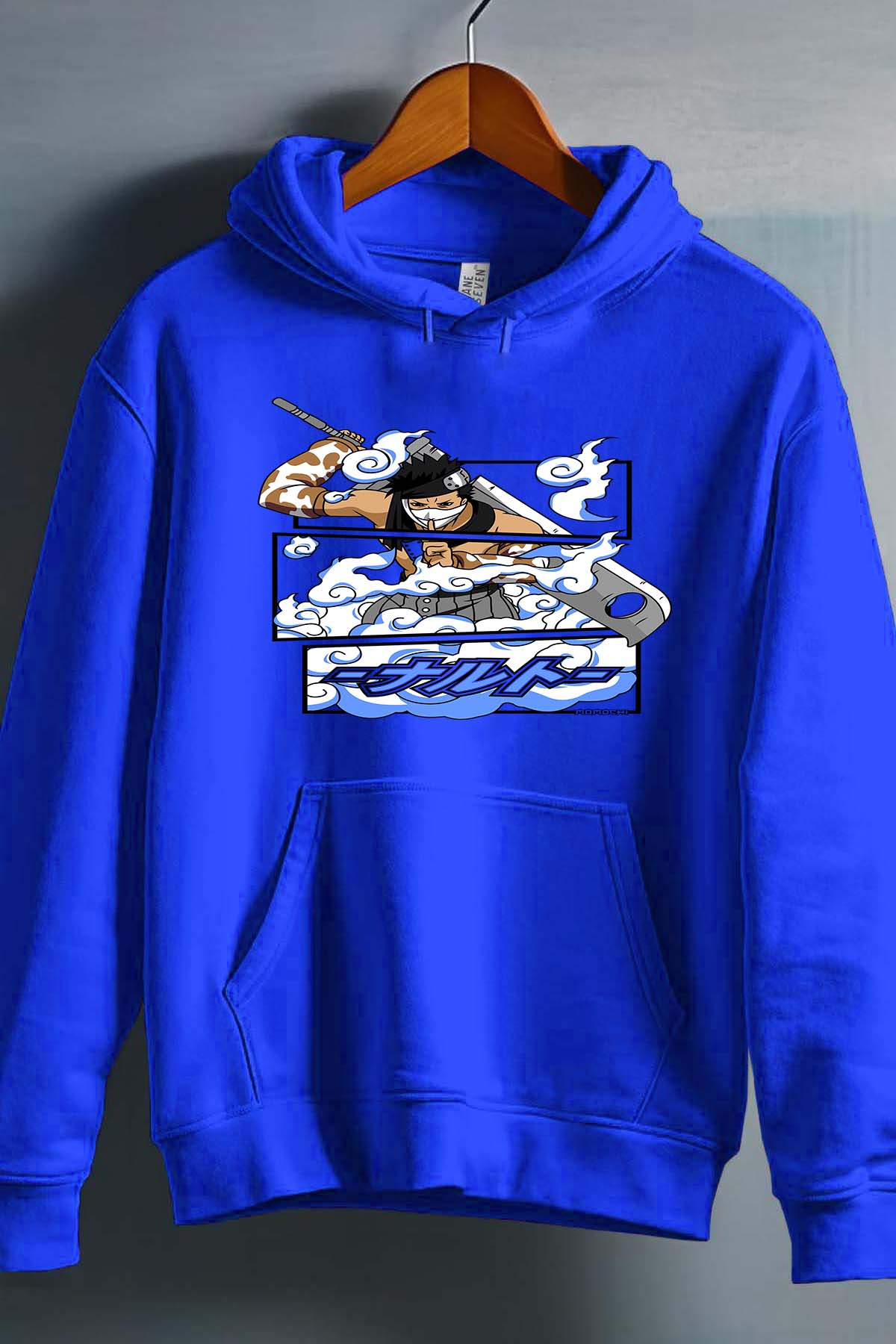 COULEUR:Bleu Roi|Sweat Capuche Garçon | Cadre zabuza momochi 01A Bleu Roi