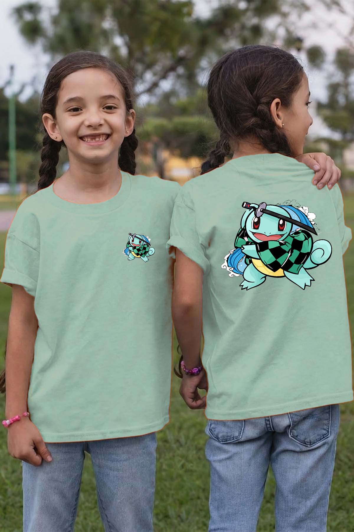 COULEUR:Vert d'eau|T-shirt Fille | Carapuce Slayer Vert d'eau