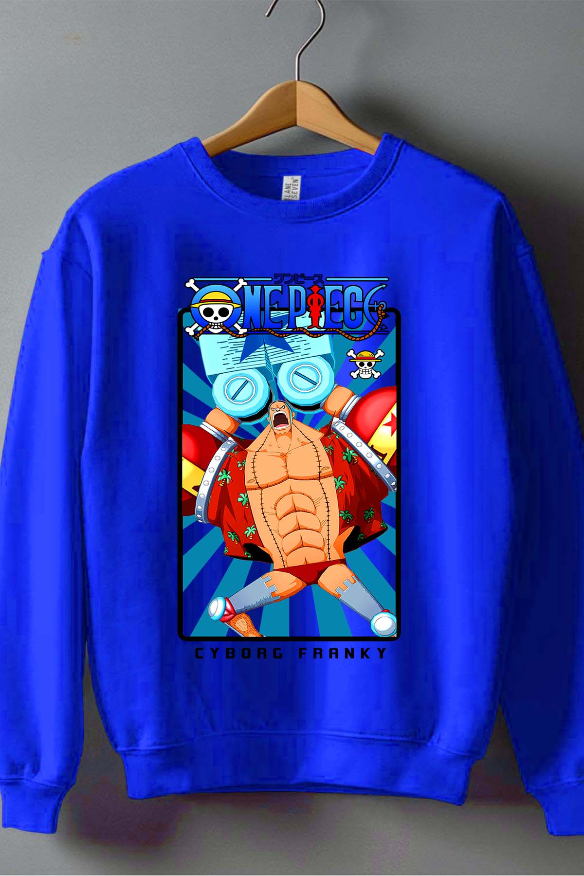 COULEUR:Bleu Roi|Sweat Col Rond Garçon | Card FRANKY 01 Bleu Roi