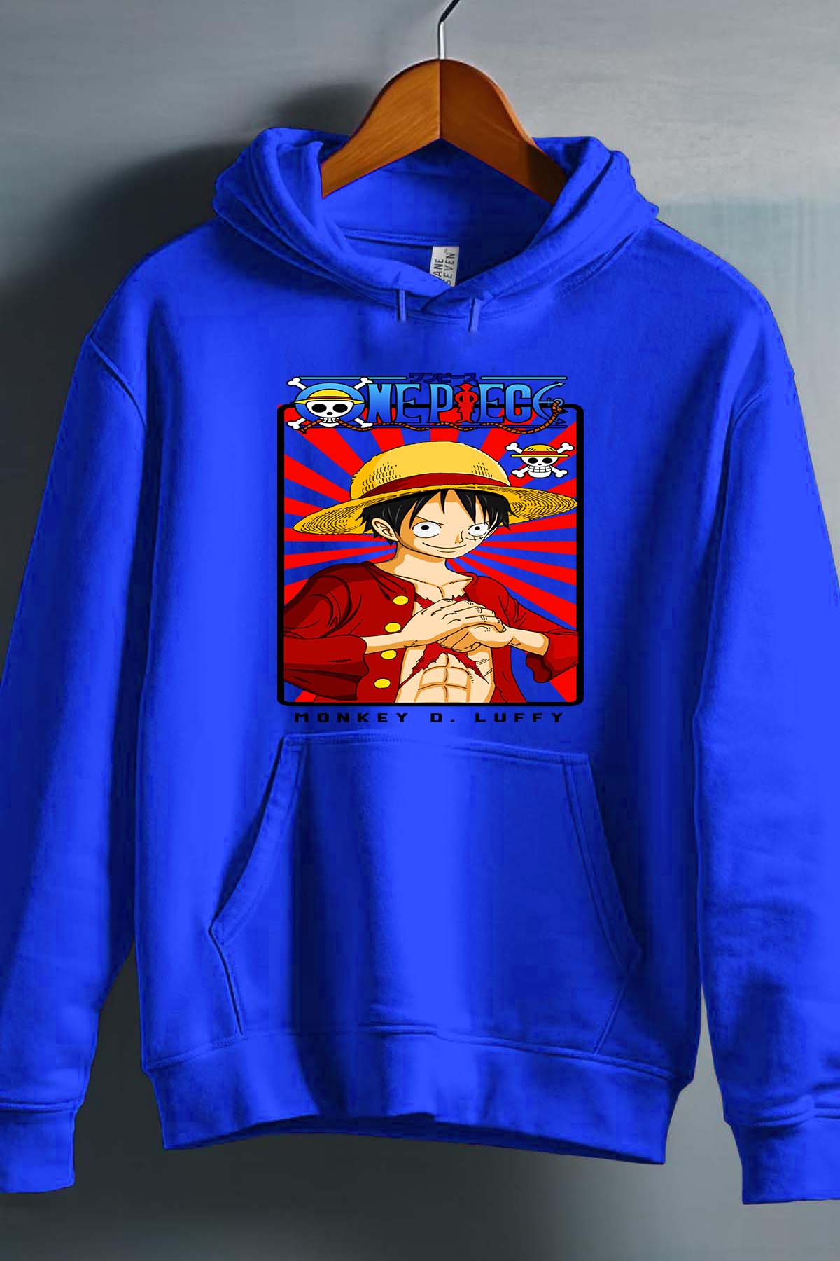 COULEUR:Bleu Roi|Sweat Capuche Homme | Card LUFFY 01 Bleu Roi