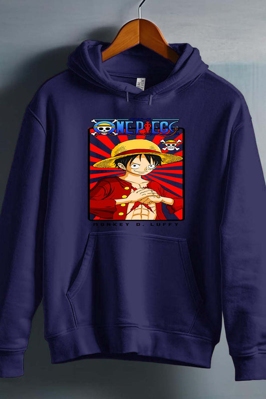 COULEUR:Marine|Sweat Capuche Homme | Card LUFFY 01 Marine