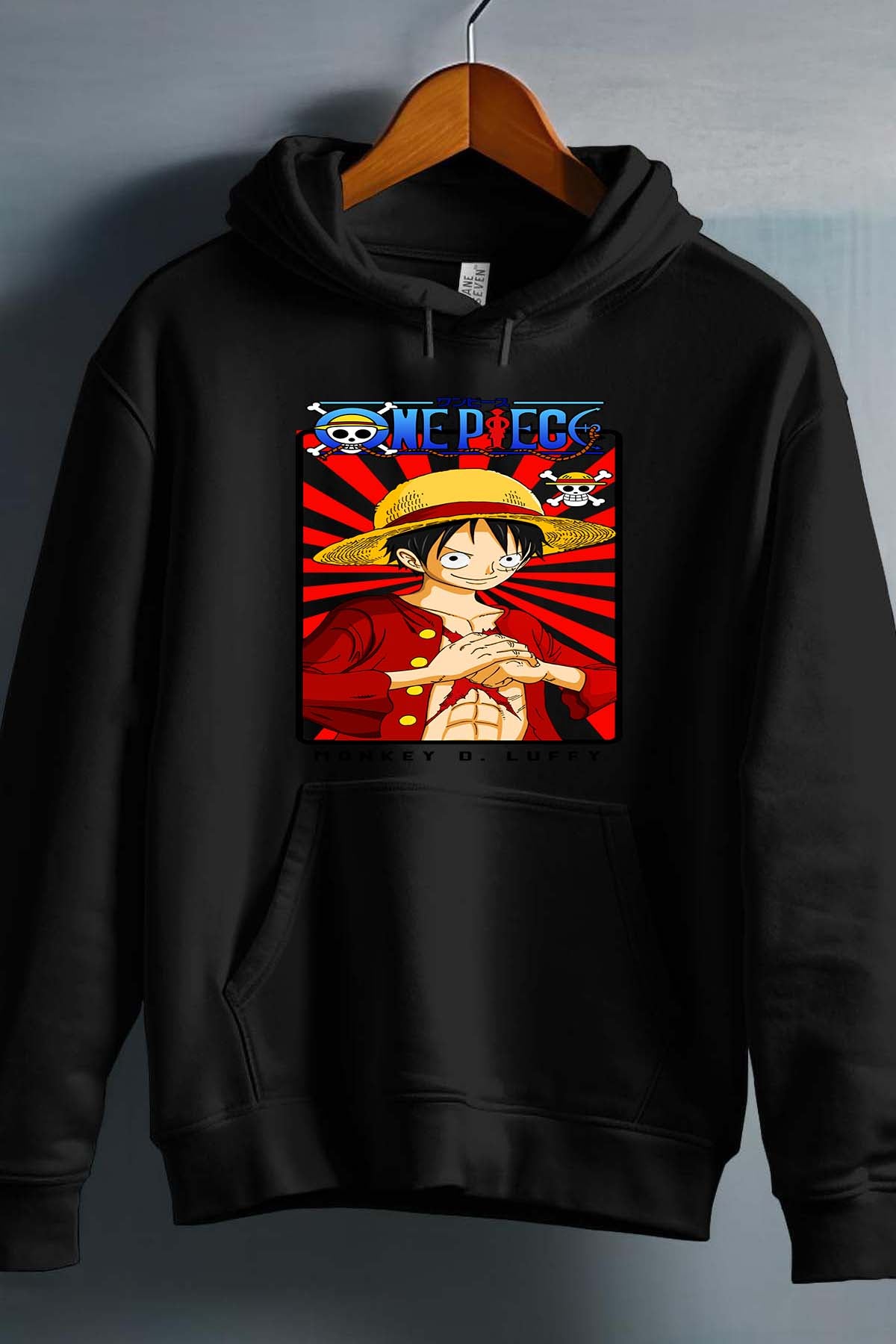 COULEUR:Noir|Sweat Capuche Homme | Card LUFFY 01 Noir