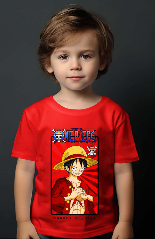 COULEUR:Rouge|T-shirt Garçon | Card LUFFY 01 Rouge
