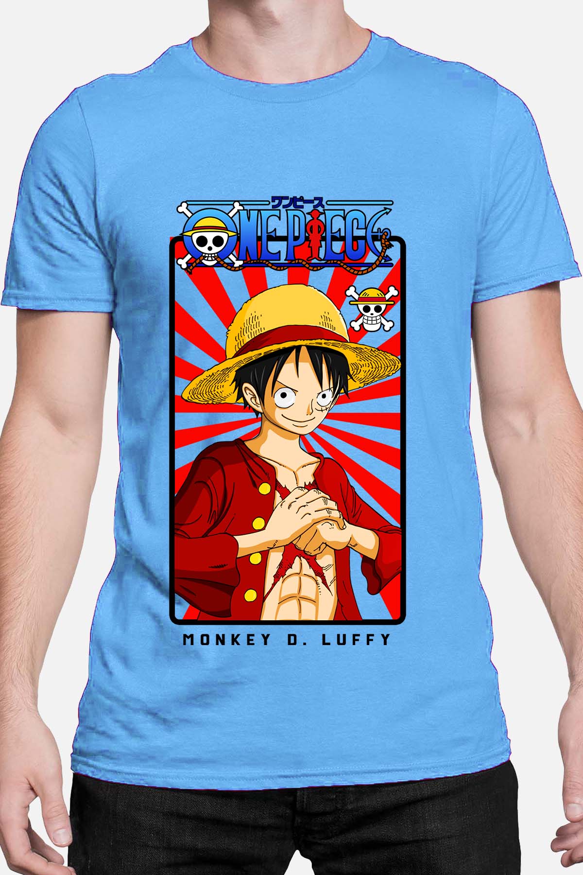 COULEUR:Bleu Ciel|T-shirt Homme | Card LUFFY 01 Bleu Ciel