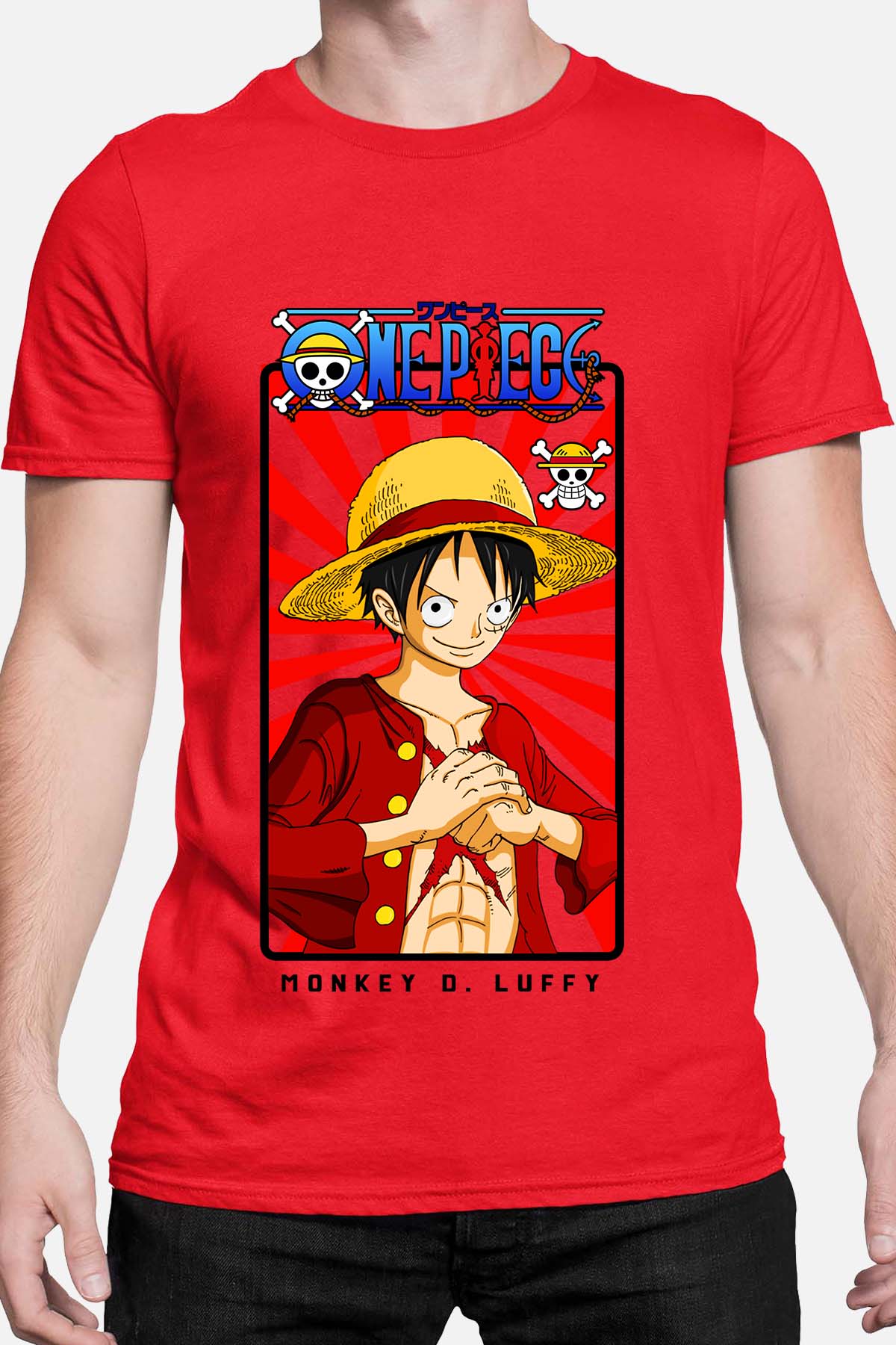 COULEUR:Rouge|T-shirt Homme | Card LUFFY 01 Rouge